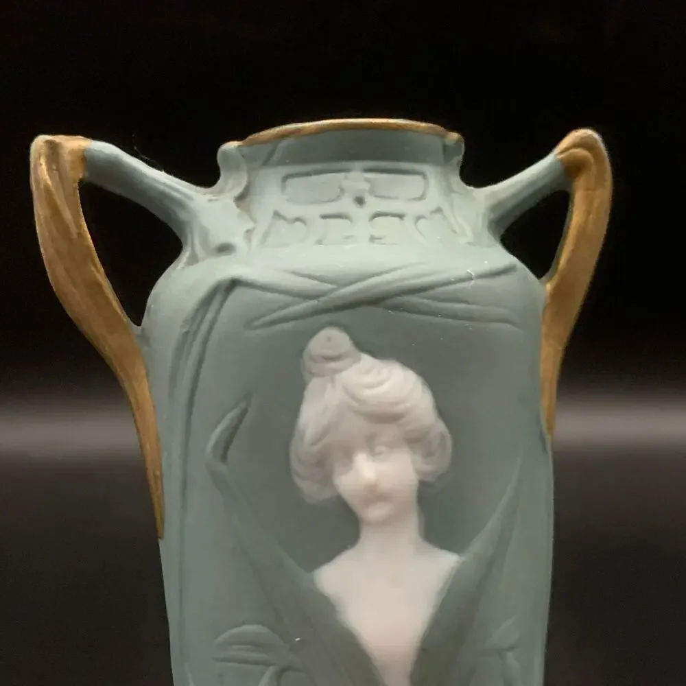 1910’s Schafer & Vater German Art Nouveau Jasperware Bisque Porcelain Bud Vase